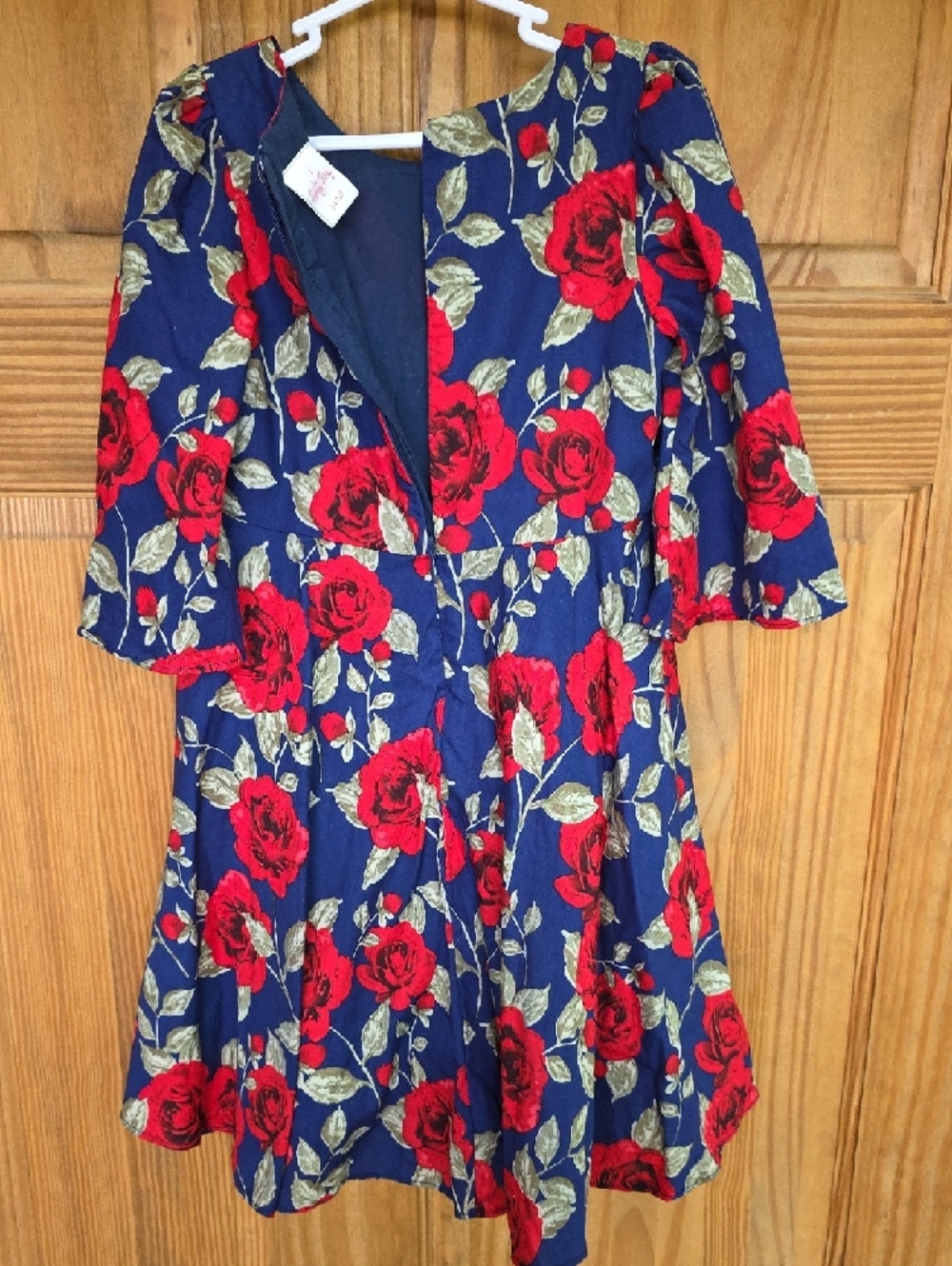 Bonny Billy 3t-4t Girls Classy Vintage Floral Red Rose Print Navy Background - Picture 4 of 9